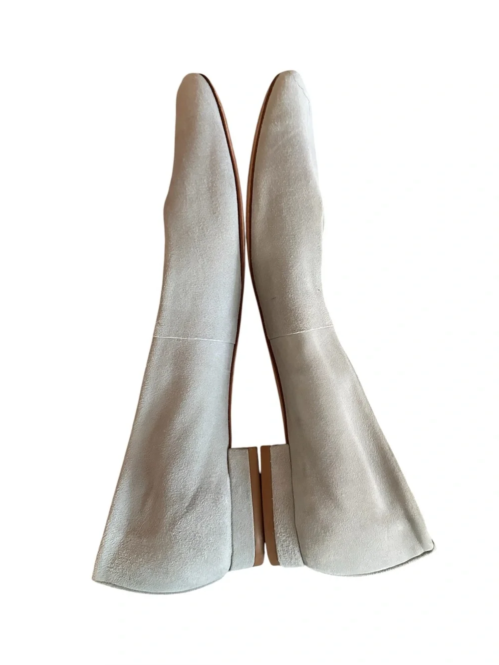 ANTONIO MELANI Light Gray Leather Ballet Flats - Picture 2 of 7